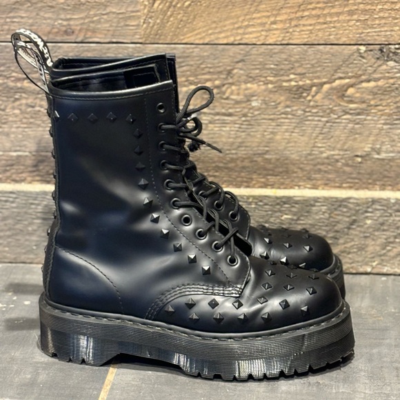 Combat Boots Black Studded Platform Boots Rare Martins Black
